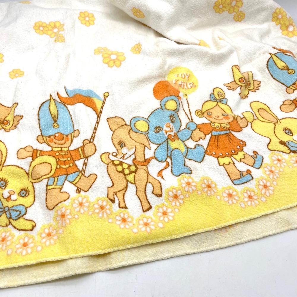Vintage Comfort Toy Fair Receiving Blanket 100‎ Cotton Yellow Bunny 40x26 - Picture 4 of 11